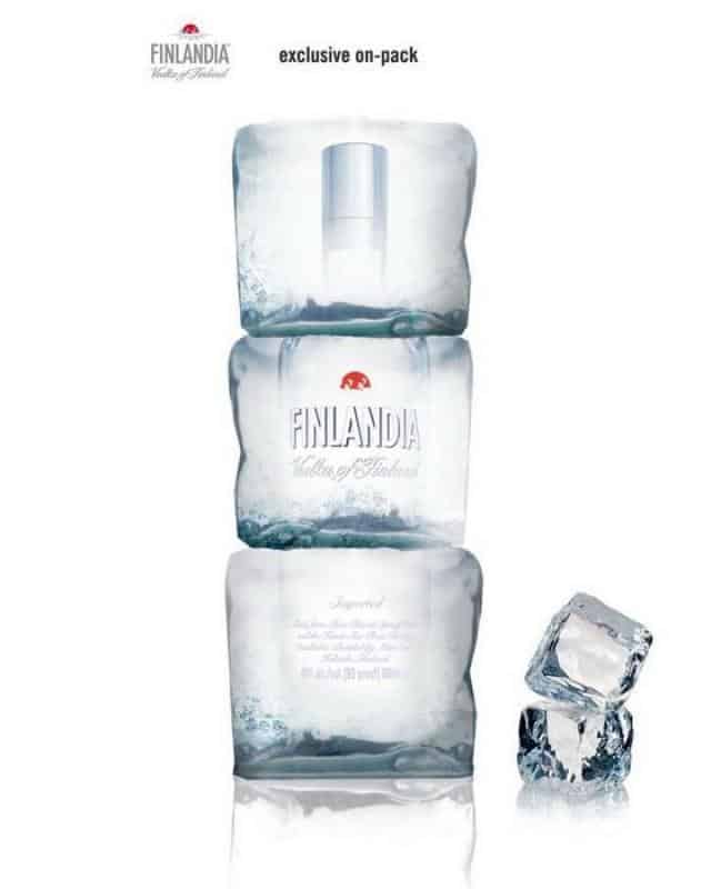 oryg_064490685_1129949550544944_1465385417682452480_o Butelka Finlandia w lodowych kostkach, logo i napis
