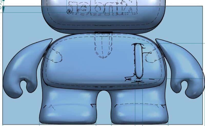 Postacie Kinder Ferrero 3 Niebieska, kreskówkowa postać w stylu figurki, z dużą głową i krótkimi nogami.