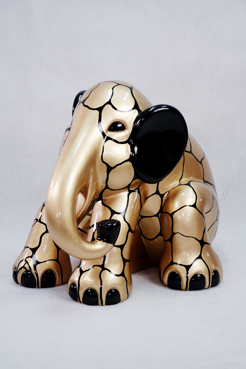 Słoń siedzący L - złote łaty 1 Słoń siedzący L - złote łaty