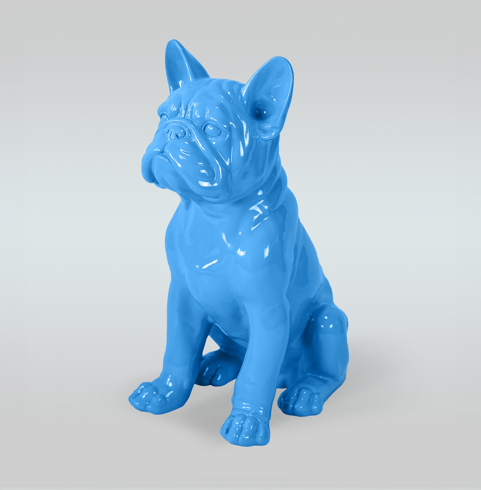 pies bulldog Juki L - siedzący jeden kolor + naklejka 1 pies bulldog Juki L - siedzący jeden kolor + naklejka